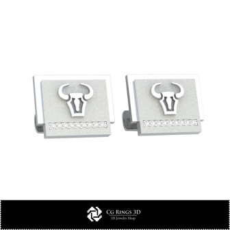 3D Taurus Zodiac Cufflinks Home,  Jewelry 3D CAD, Cufflinks 3D CAD , 3D Whale Back Closure Cufflinks