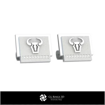 3D Taurus Zodiac Cufflinks Home, Jewelry 3D CAD, Cufflinks 3D CAD , 3D Whale Back Closure Cufflinks