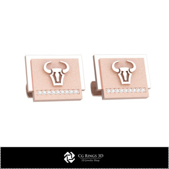 3D Taurus Zodiac Cufflinks Home,  Jewelry 3D CAD, Cufflinks 3D CAD , 3D Whale Back Closure Cufflinks