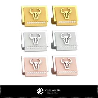Boutons de manchette Zodiaque Taureau 3D pour la maison, Bijoux CAO 3D, Boutons de manchette CAO 3D, Boutons de manchette