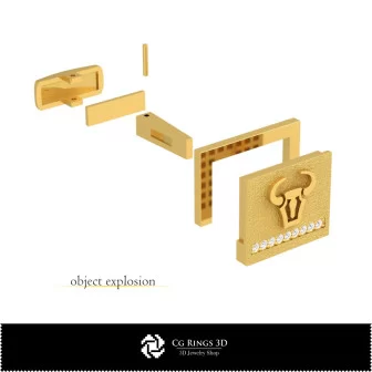 3D Taurus Zodiac Cufflinks Home, Bijoux 3D CAO, Boutons Manchette 3D CAO, Boutons Manchette a Fermeture Arriere Baleine 3D 