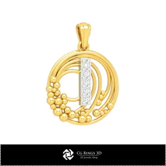 Pendentif 3D avec lettre I Maison, Bijoux CAO 3D, Pendentifs CAO 3D, Bijoux vintage CAO 3D, Pendentifs lettre 3D, Pendentifs