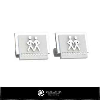 Boutons de manchette 3D Gémeaux Zodiaque Maison, Bijoux 3D CAO, Boutons de manchette 3D CAO, Boutons de manchette 3D fermoir