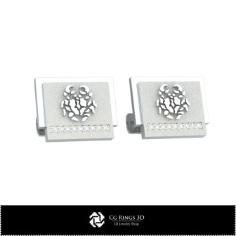 3D Cancer Zodiac Cufflinks Home,  Jewelry 3D CAD, Cufflinks 3D CAD , 3D Whale Back Closure Cufflinks