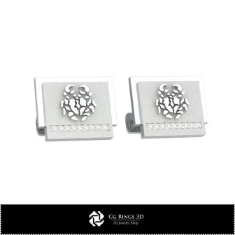 3D Cancer Zodiac Cufflinks Home, Jewelry 3D CAD, Cufflinks 3D CAD , 3D Whale Back Closure Cufflinks