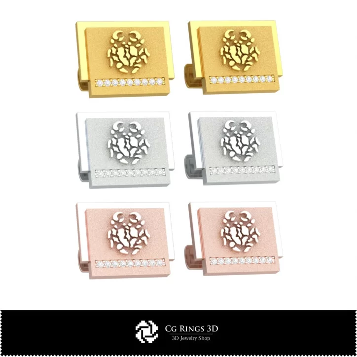 3D Cancer Zodiac Cufflinks