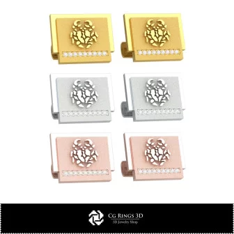 3D Cancer Zodiac Cufflinks Home, Bijuterii 3D , Butoni 3D CAD, Butoni cu Bucla 3D