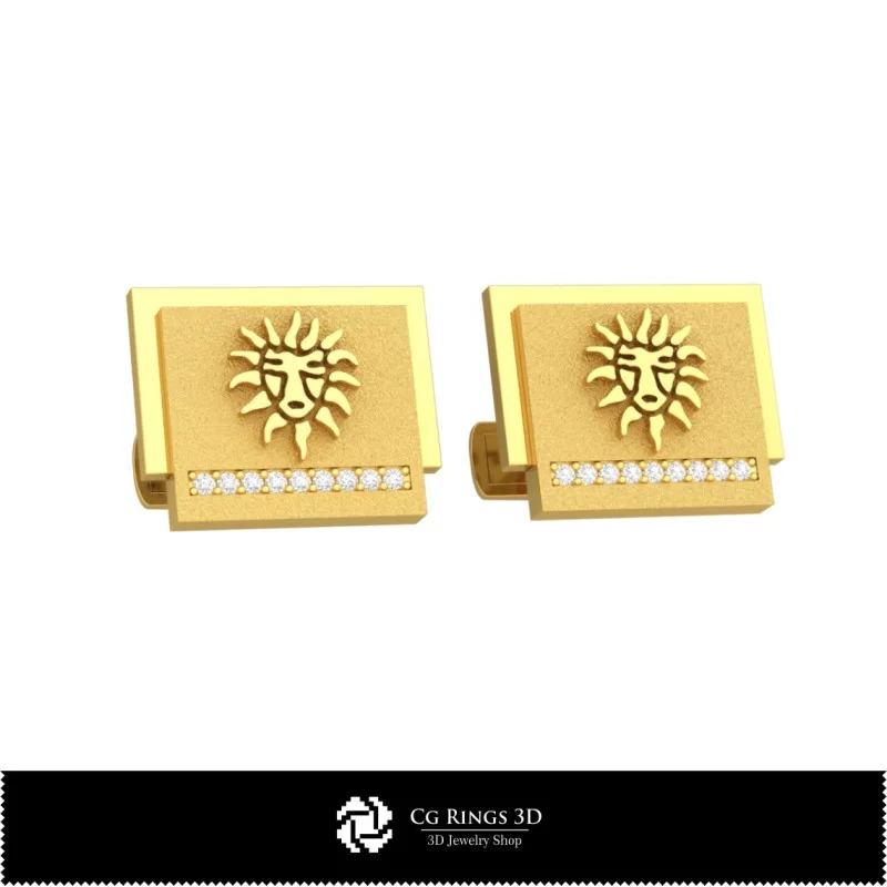 3D Leo Zodiac Cufflinks Home, Bijuterii 3D , Butoni 3D CAD, Butoni cu Bucla 3D