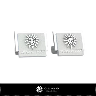 3D Leo Zodiac Cufflinks Home, Bijuterii 3D , Butoni 3D CAD, Butoni cu Bucla 3D