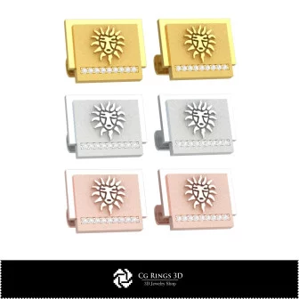 3D Leo Zodiac Cufflinks Home, Bijuterii 3D , Butoni 3D CAD, Butoni cu Bucla 3D