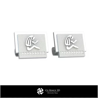 3D Virgo Zodiac Cufflinks Home, Jewelry 3D CAD, Cufflinks 3D CAD , 3D Whale Back Closure Cufflinks