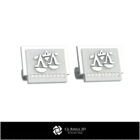 3D Libra Zodiac Cufflinks