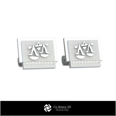 3D Libra Zodiac Cufflinks