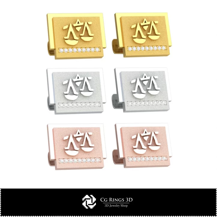 3D Libra Zodiac Cufflinks