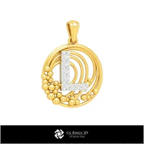 3D Pendant With Letter  L Home,  Jewelry 3D CAD, Pendants 3D CAD , 3D Letter Pendants