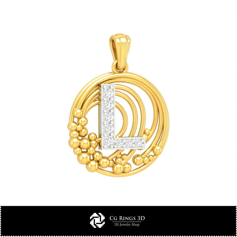 3D Pendant With Letter  L Home,  Jewelry 3D CAD, Pendants 3D CAD , 3D Letter Pendants