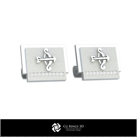 3D Sagittarius Zodiac Cufflinks