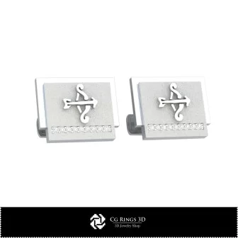 3D Sagittarius Zodiac Cufflinks Home, Jewelry 3D CAD, Cufflinks 3D CAD , 3D Whale Back Closure Cufflinks