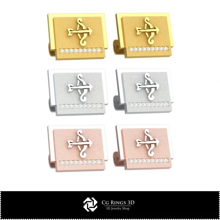 3D Sagittarius Zodiac Cufflinks