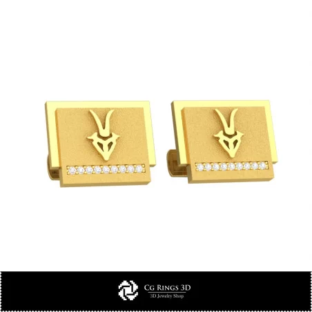 3D Capricorn Zodiac Cufflinks Home, Bijuterii 3D , Butoni 3D CAD, Butoni cu Bucla 3D