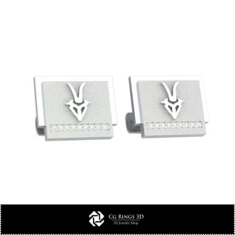 3D Capricorn Zodiac Cufflinks Home, Bijuterii 3D , Butoni 3D CAD, Butoni cu Bucla 3D