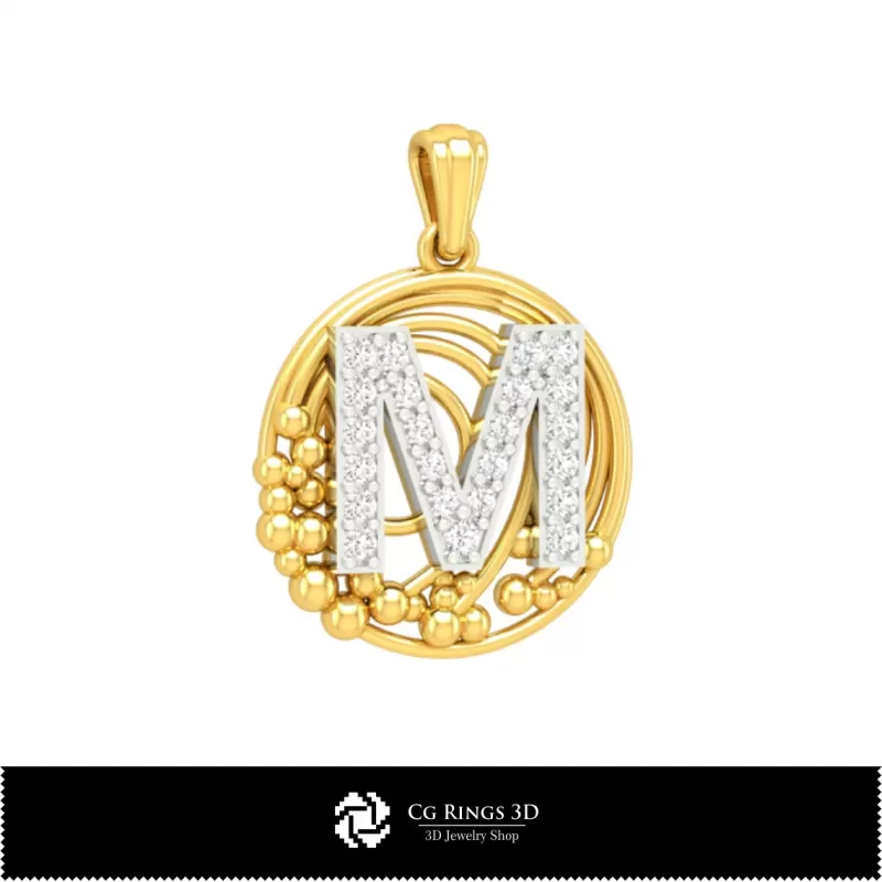 Pendentif 3D avec lettre M