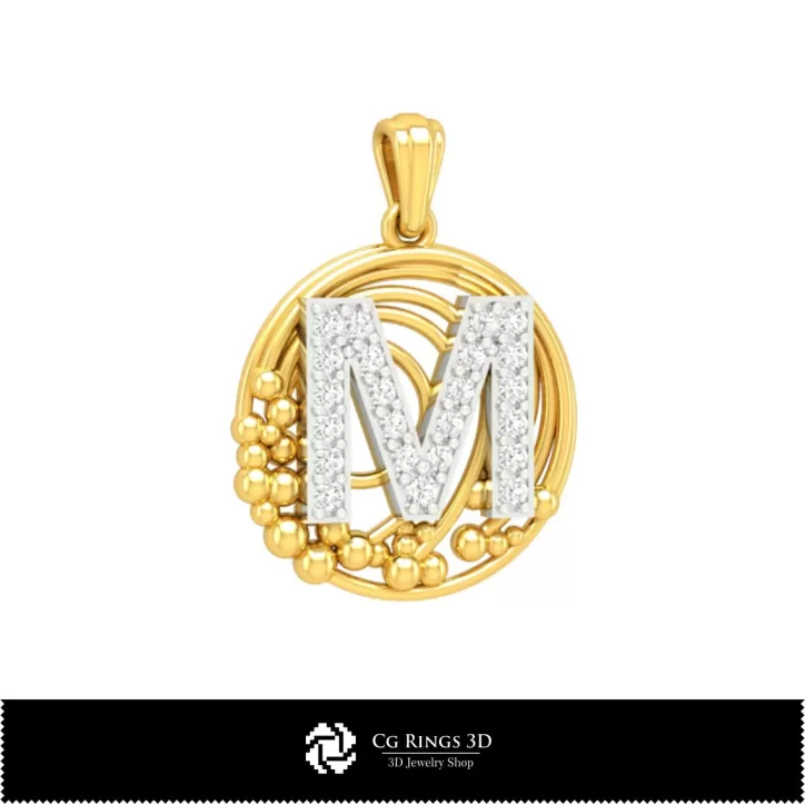 Pendentif 3D avec lettre M
