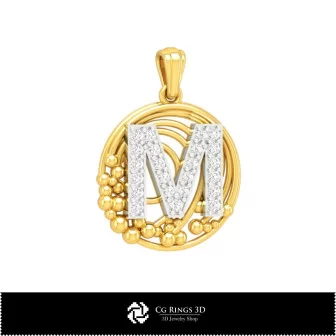 3D Pendant With Letter M Home, Bijuterii 3D , Pandative 3D CAD, Pandativ cu Litere 3D 