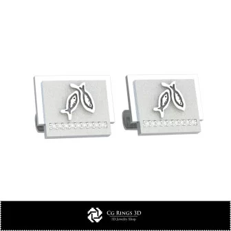 3D Pisces Zodiac Cufflinks Home, Bijuterii 3D , Butoni 3D CAD, Butoni cu Bucla 3D