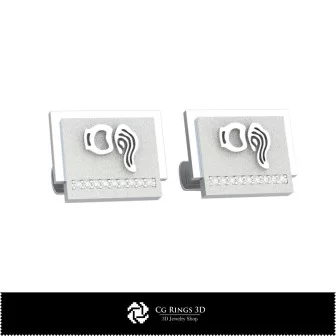 3D Aquarius Zodiac Cufflinks Home, Bijuterii 3D , Butoni 3D CAD, Butoni cu Bucla 3D