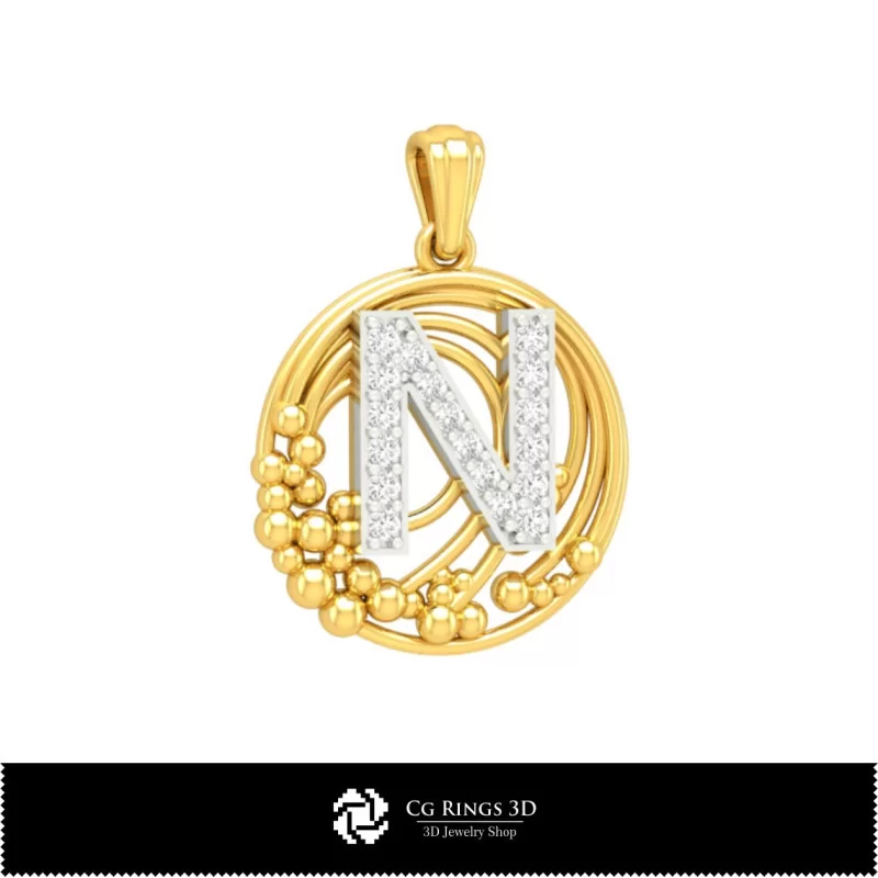 3D Pendant With Letter N Home, Bijoux 3D CAO, Pendentifs 3D CAO, Pendentifs Lettre 3D