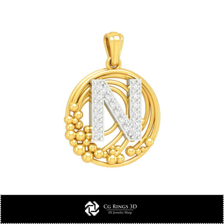 3D Pendant With Letter N Home, Bijoux 3D CAO, Pendentifs 3D CAO, Pendentifs Lettre 3D