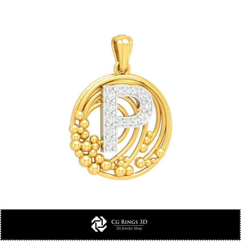 3D Pendant With Letter P Home,  Jewelry 3D CAD, Pendants 3D CAD , 3D Letter Pendants