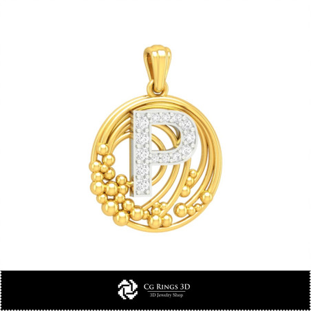 3D Pendant With Letter P Home,  Jewelry 3D CAD, Pendants 3D CAD , 3D Letter Pendants