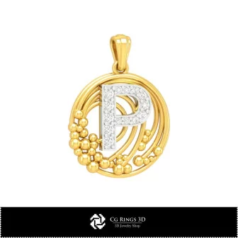 3D Pendant With Letter P Home, Jewelry 3D CAD, Pendants 3D CAD , 3D Letter Pendants