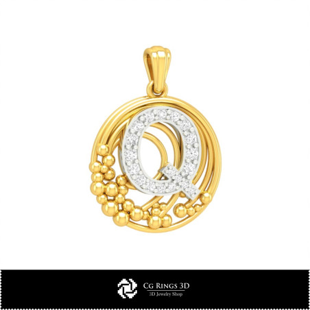 3D Pendant With Letter Q Home,  Jewelry 3D CAD, Pendants 3D CAD , 3D Letter Pendants