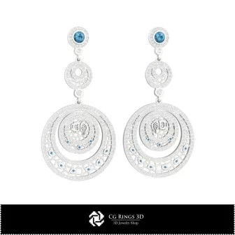 3D Aquarius Zodiac Earrings Home, Jewelry 3D CAD, Earrings 3D CAD , 3D Chandelier Earrings