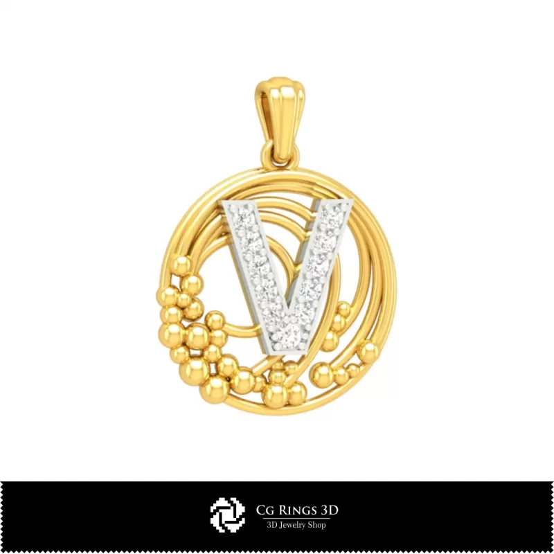 Pendentif 3D avec lettre V