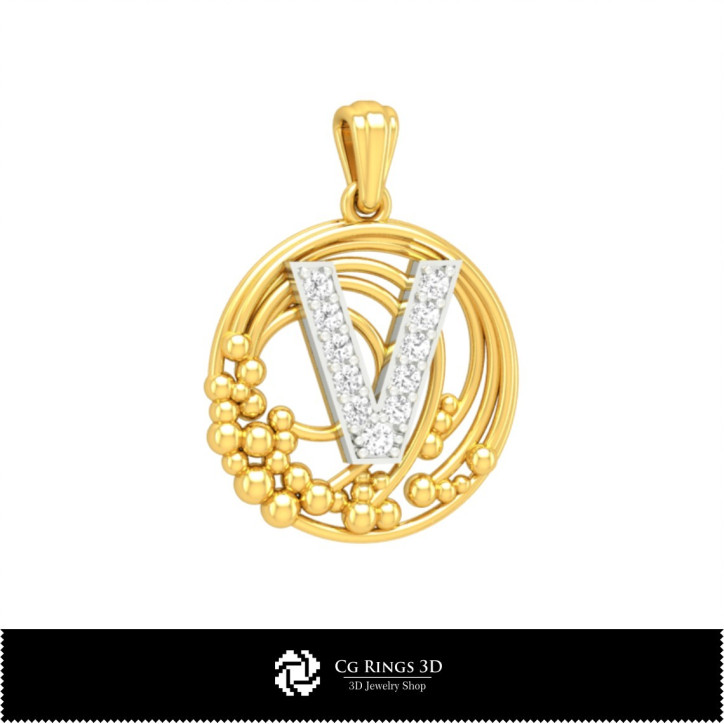 3D Pendant With Letter  V