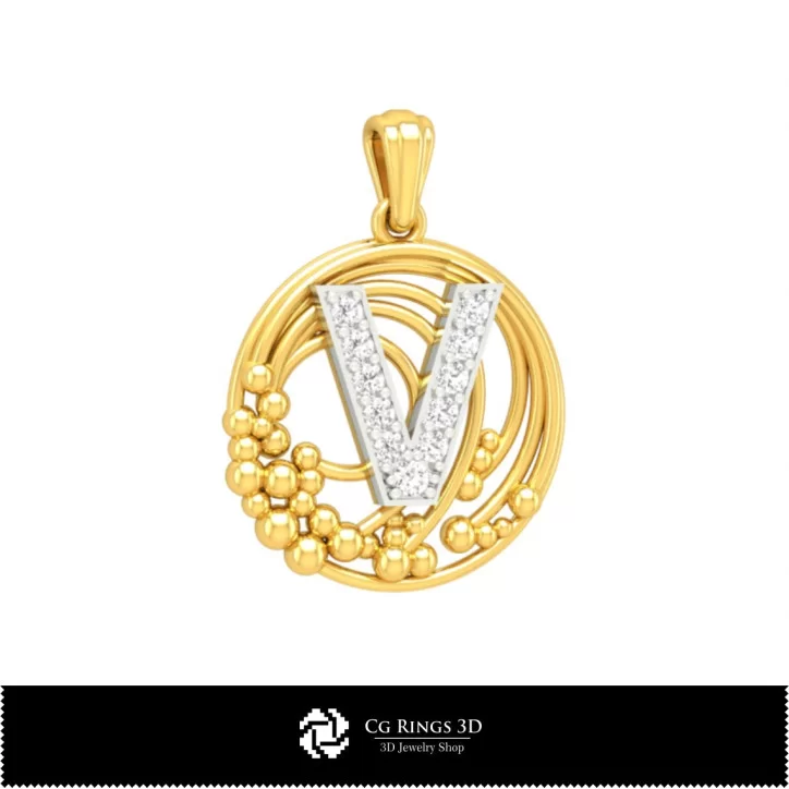 3D Pendant With Letter V