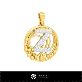 3D Pendant With Letter Z Home, Bijoux 3D CAO, Pendentifs 3D CAO, Pendentifs Lettre 3D