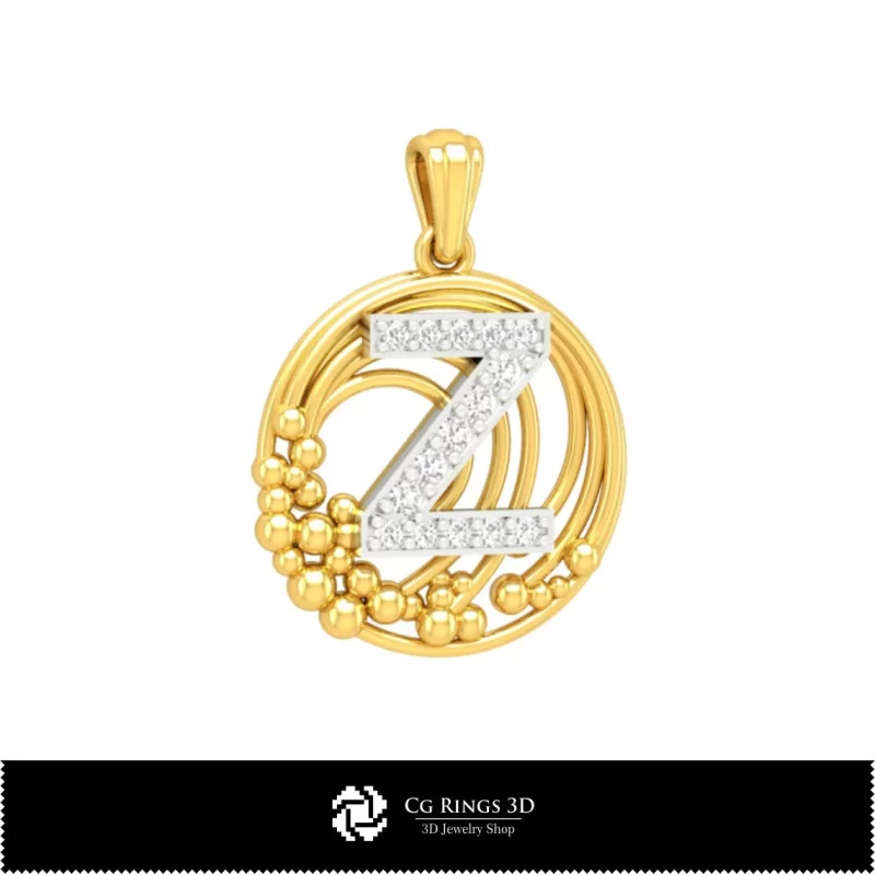 3D Pendant With Letter Z Home, Jewelry 3D CAD, Pendants 3D CAD , 3D Letter Pendants