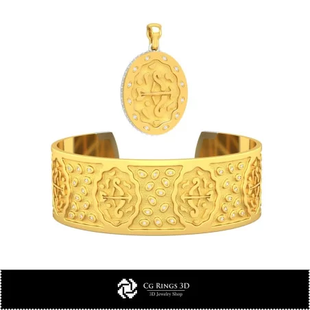 Schmuck-Schmuckset 3D-CAD Schmuck 3D-CAD, Anhänger 3D-CAD, Armbänder 3D-CAD, Schmucksets 3D-CAD, 3D-Zodiac-Anhänger, 3D B