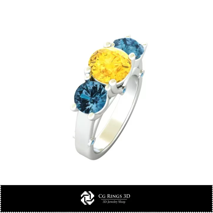 Bagues à pierres précieuses - Bijoux DAO 3D
