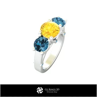 3D Gemstone Rings Home, Bague de Pierres Precieuses 3D, Bijoux 3D CAO, Anneaux 3D CAO, Anneaux de Diamant 3D 