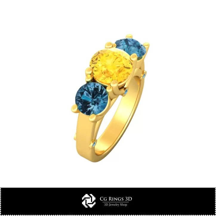 Anillos con gemas - Joyería CAD 3D Anillos con gemas - Joyería CAD 3D