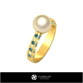 Jewelry-Pearl Ring 3D CAD  Jewelry 3D CAD, Rings 3D CAD , Diamond Rings 3D, Pearl Rings 3D, Floral Rings 3D