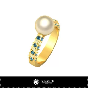 Jewelry-Pearl Ring 3D CAD Jewelry 3D CAD, Rings 3D CAD , Diamond Rings 3D, Pearl Rings 3D, Floral Rings 3D