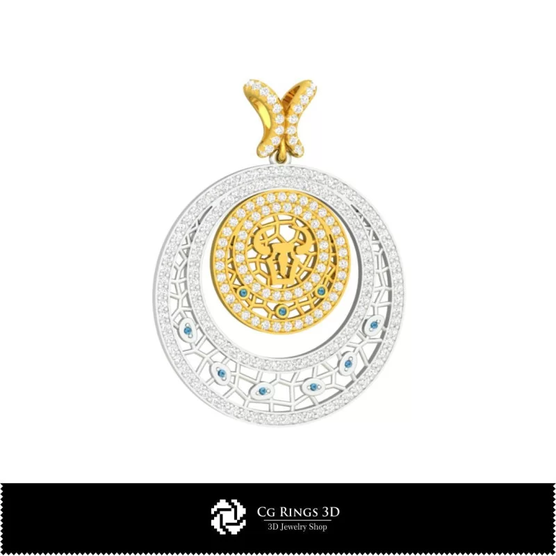 3D Women's Taurus Zodiac Pendant Home, Jewelry 3D CAD, Pendants 3D CAD , 3D Zodiac Pendants