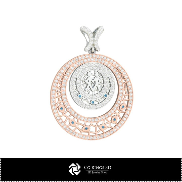 3D Women's Gemini Zodiac Pendant